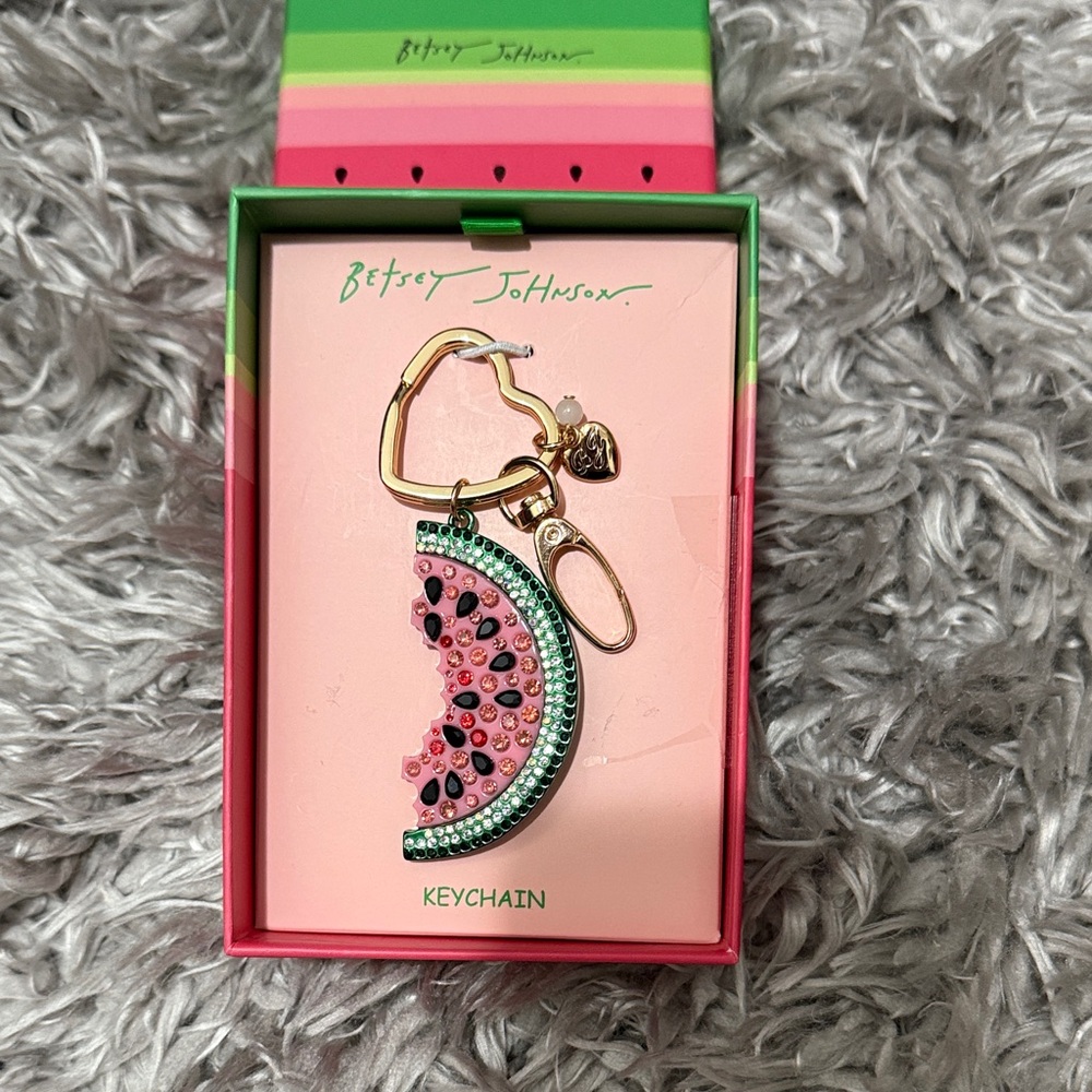 Betsey Johnson Pink and Green Watermelon Keychain